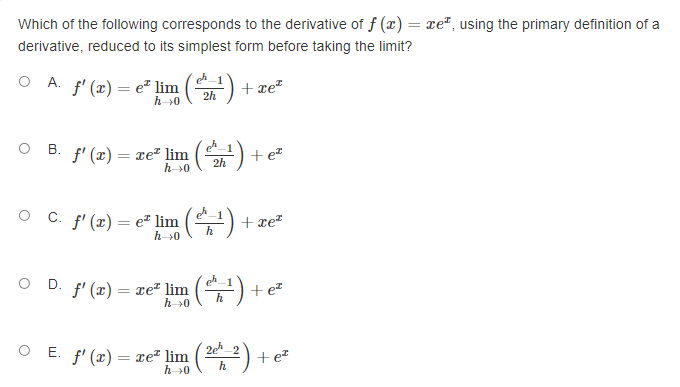 + 3 O D. f" (x) = 2Inx + 2x+1 O E.