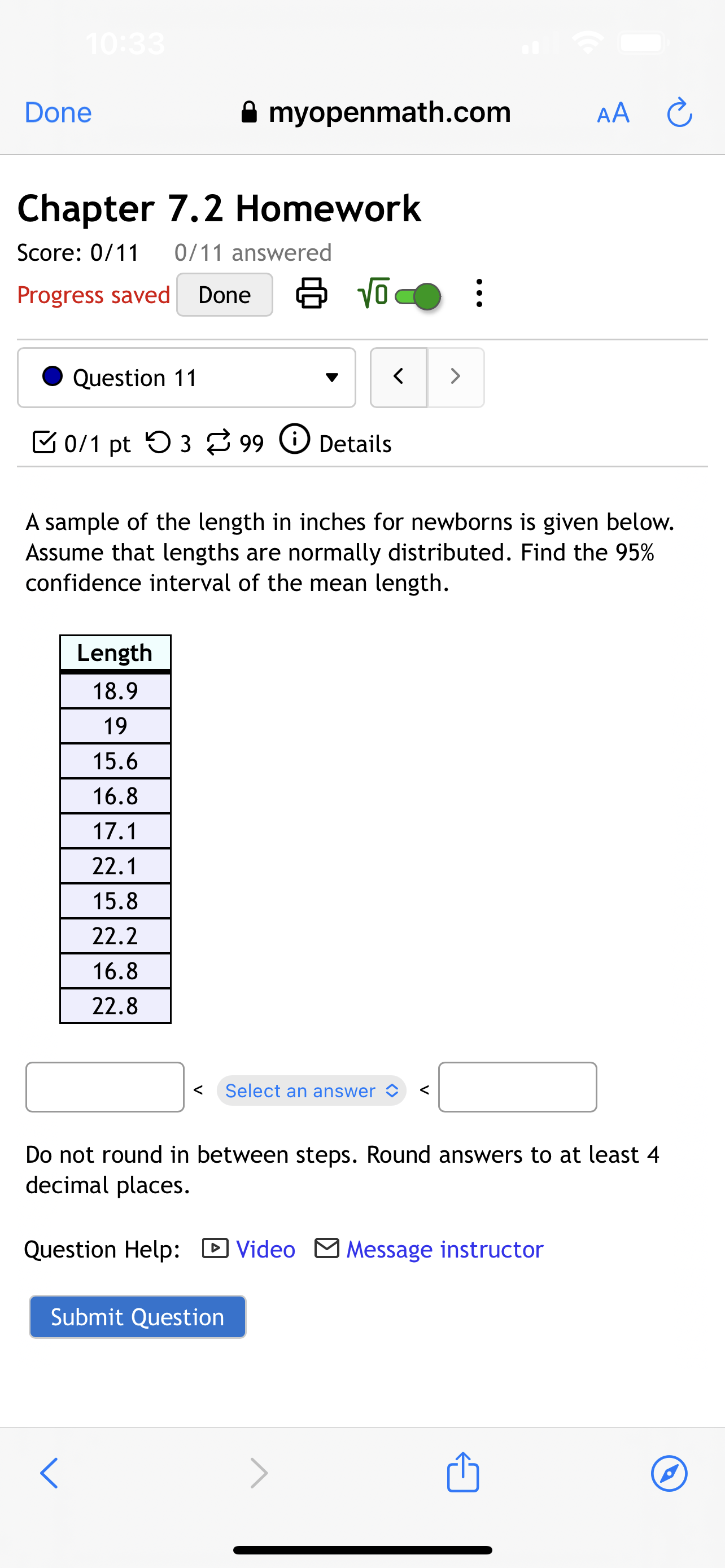 parentheses) accurate to two decimal places (because the sample data are reported