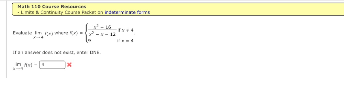  Math 110 Course Resources - Limits & Continuity Course Packet on