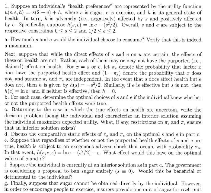  $ assignment. this question is complete 1. Suppose an individual's "health