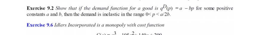  Exercise 9.2 Show that if the demand function for a good