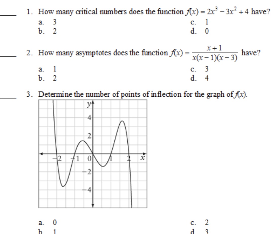 3x + 4 have? a. 3 c. 1 b. 2 d. 0