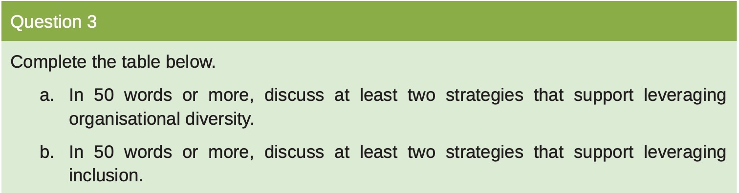 Complete the table below. a. In 50 words or more. discuss