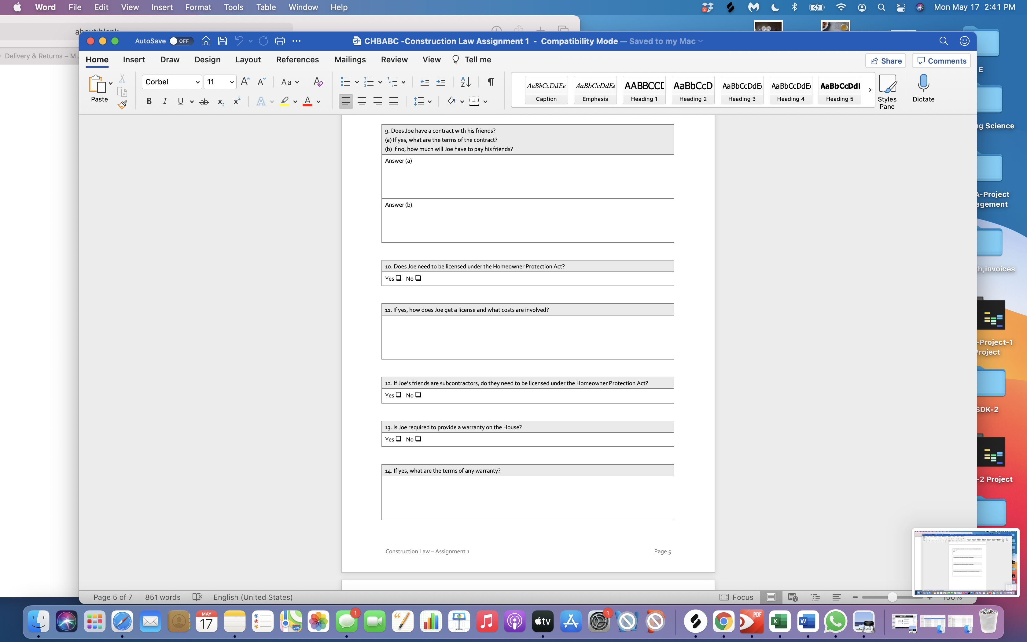Mon May 17 2:40 PM ... AutoSave OFF G ... CHBABC -Construction