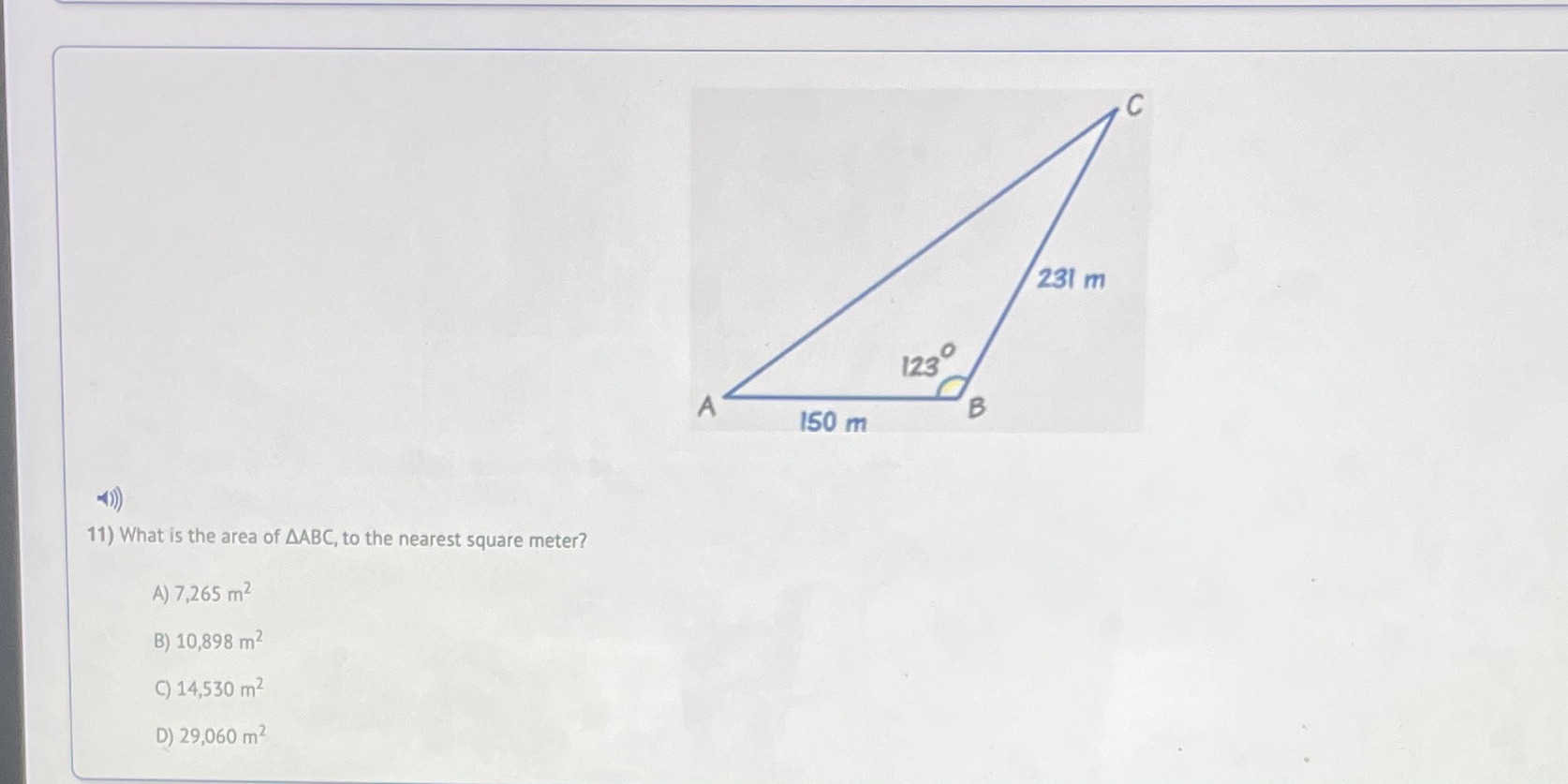 to the nearest square meter? A) 7,265 m2 B) 10,898 m2 C)