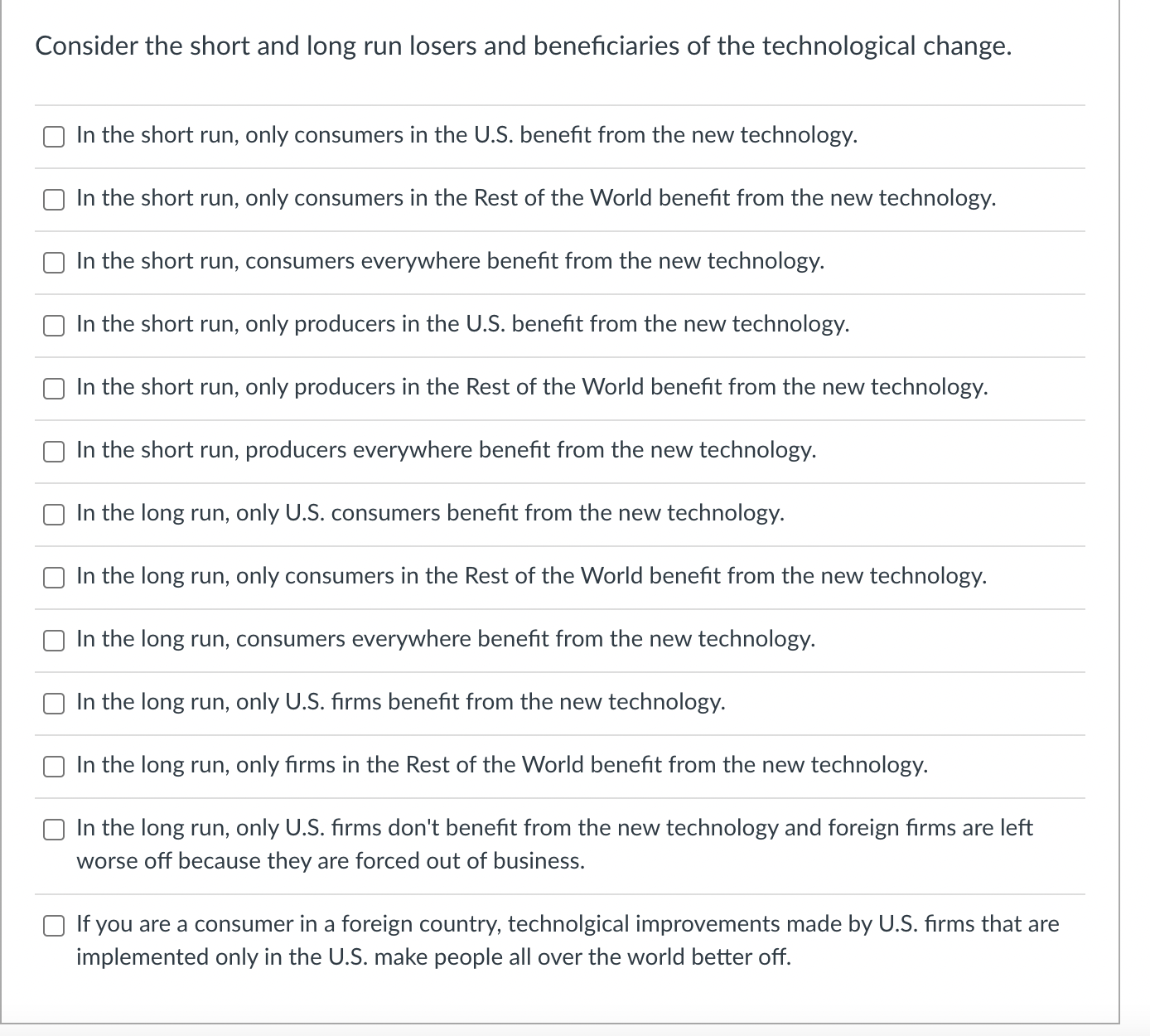 After the technological change and in the short run, entry of new