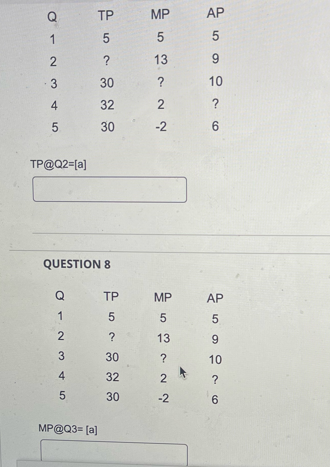 30 32 30 QUESTION 8 30 32 30 13 13 10 10