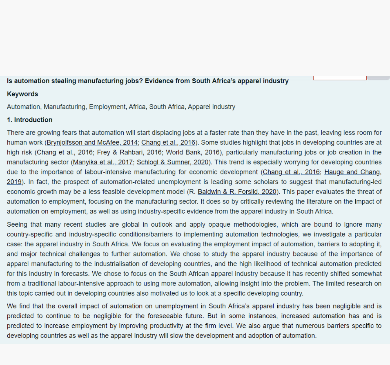 be applied to the research documented in the article. Two (2) marks