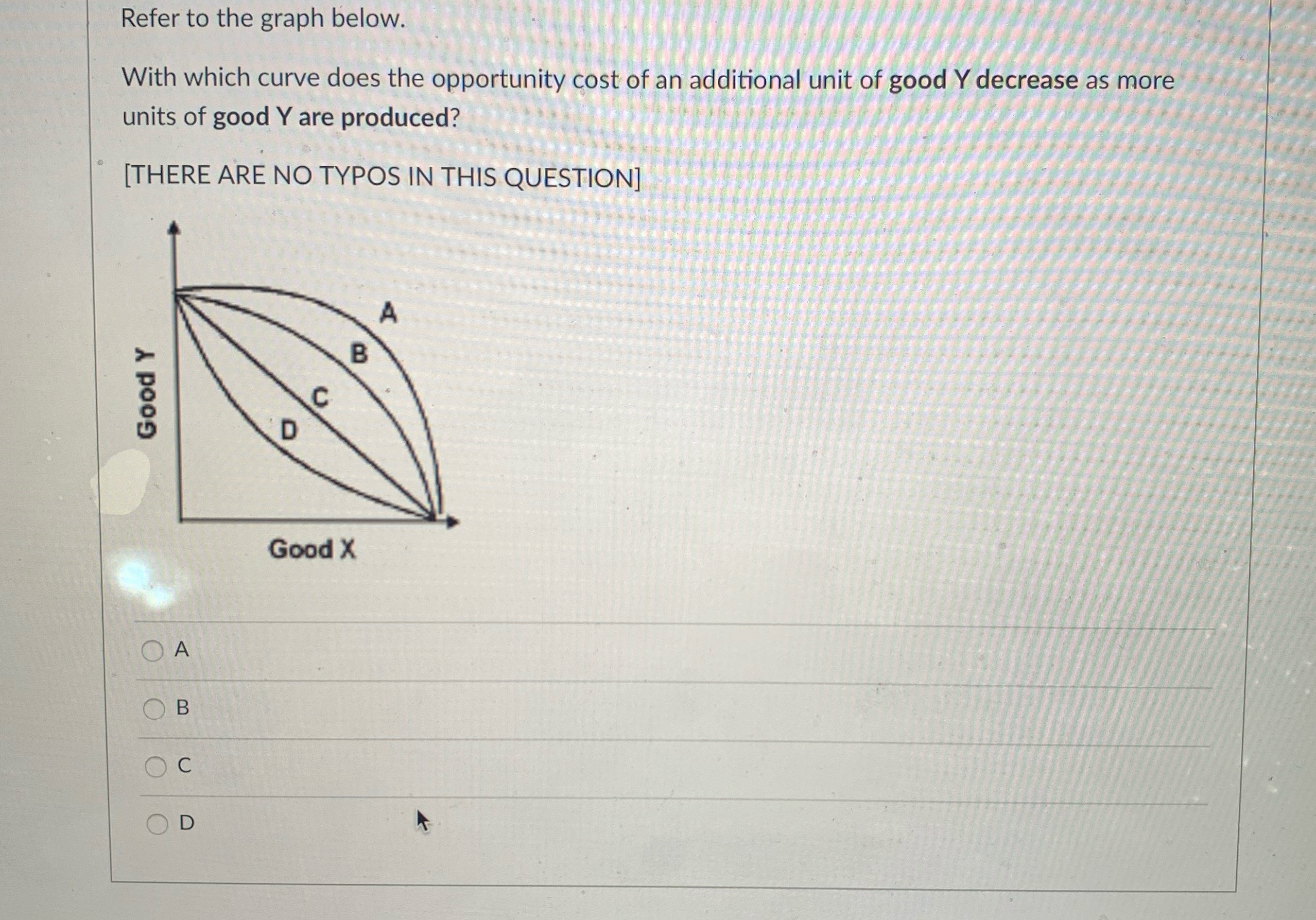 cost of an additional unit of good Y decrease as more units