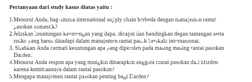sup-ply chain berb9da dengan mana} emen rantai rasokan aomesk? 2.Jelaskan keuntungan-kenmnngan yang