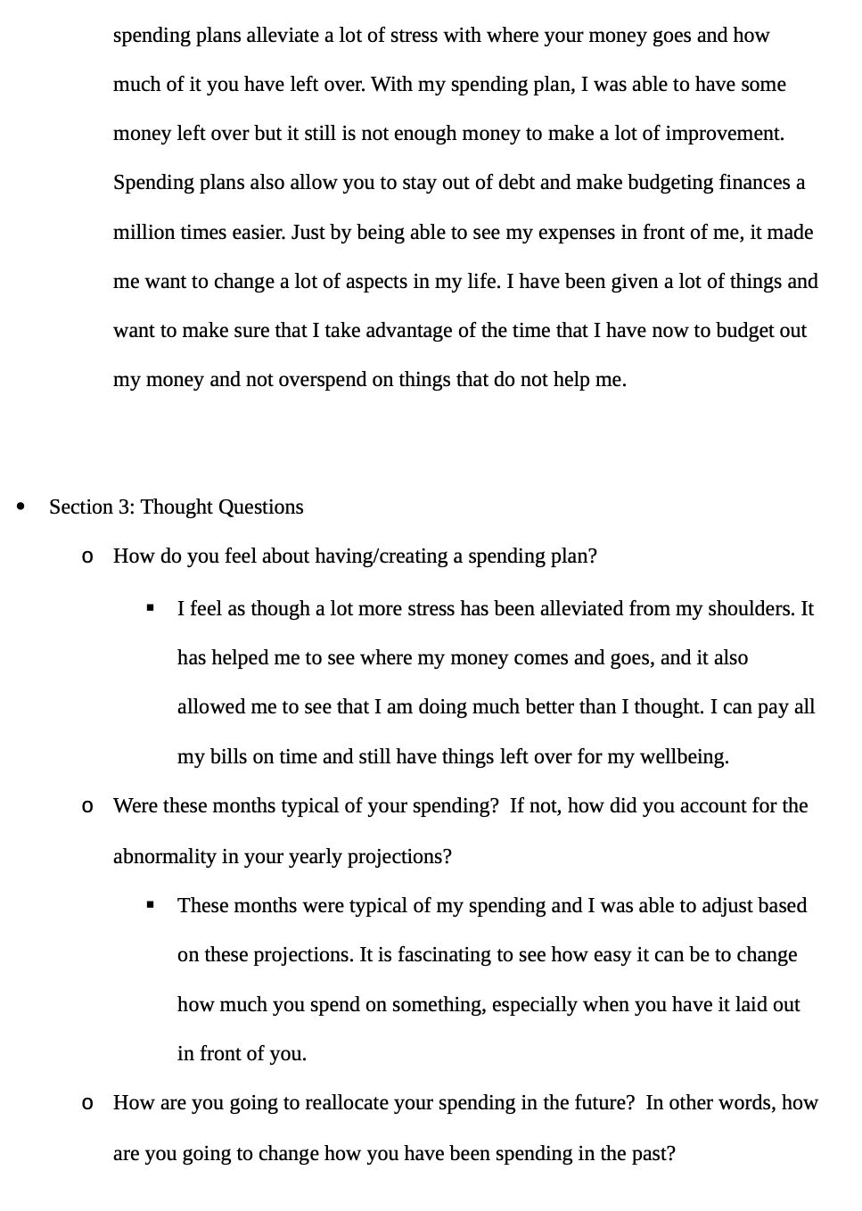 this was interesting, and that was shocking, etc. The explanation section will