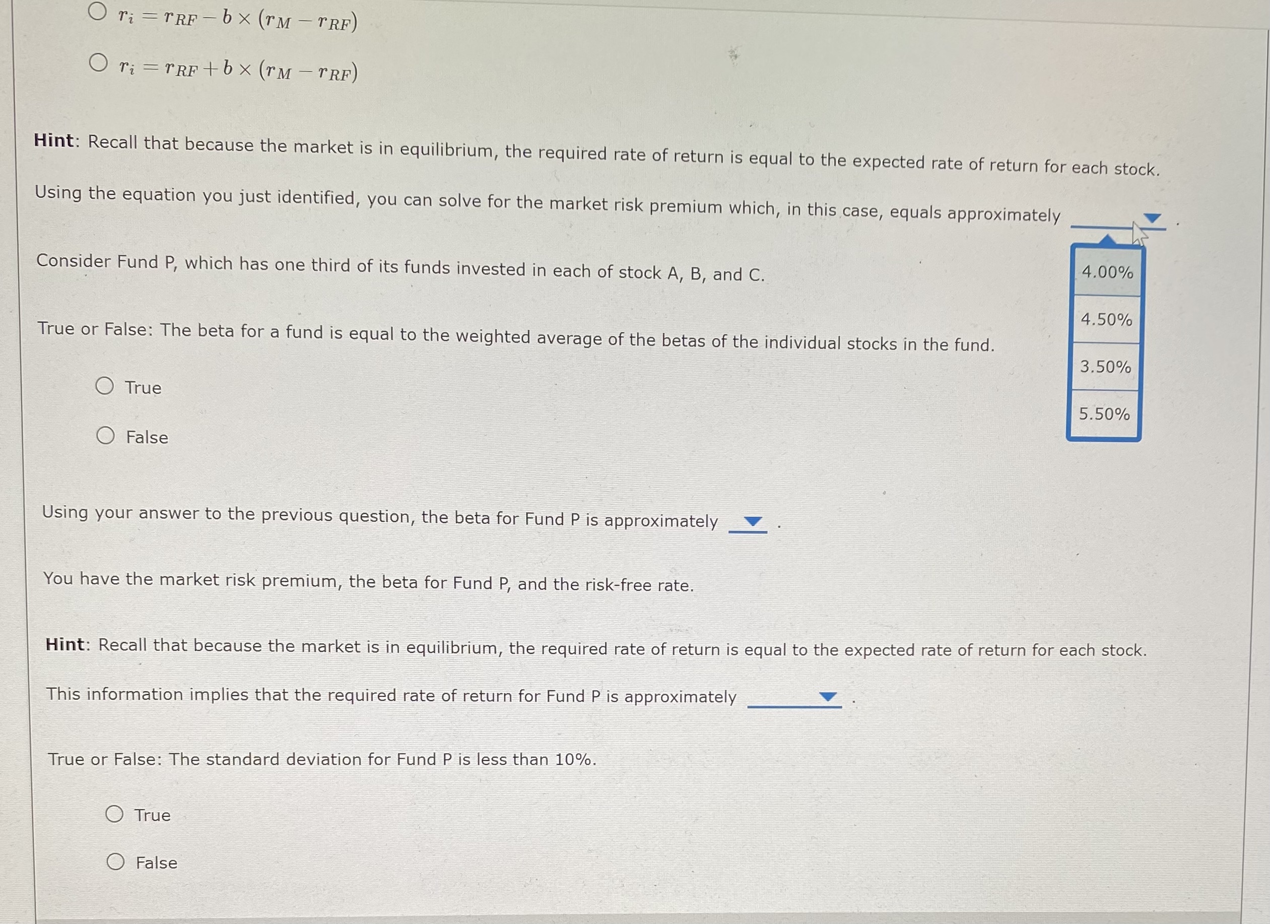 and TM represent the market return. V Using SML equation, you can