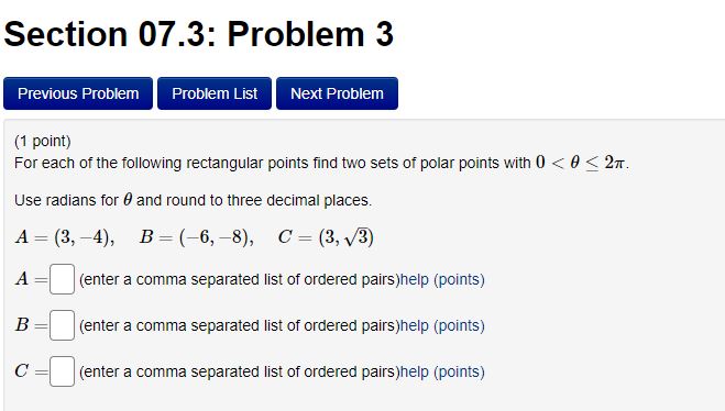 witn 0 < 9 < 2m use radians for 9 and round