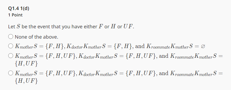 Find the events KS (your mother knows S). K KS (the doctor