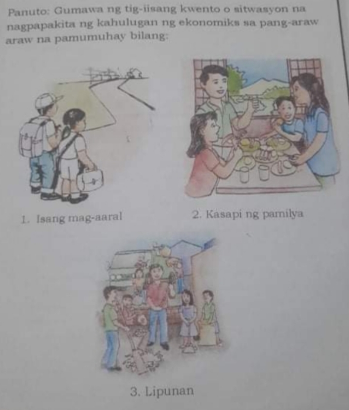 araw na parnurntlha.v bilangu I, Isang rnag-aaral 2. Kasapi ng patntlya 3.