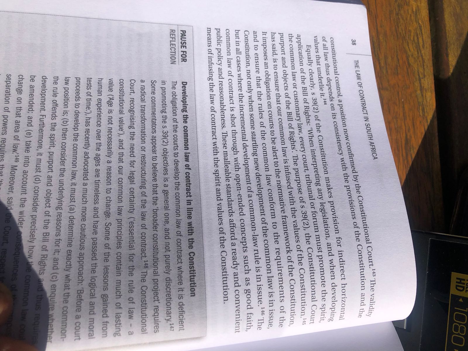 impact of the Constitution on the law of contract. In your answer,