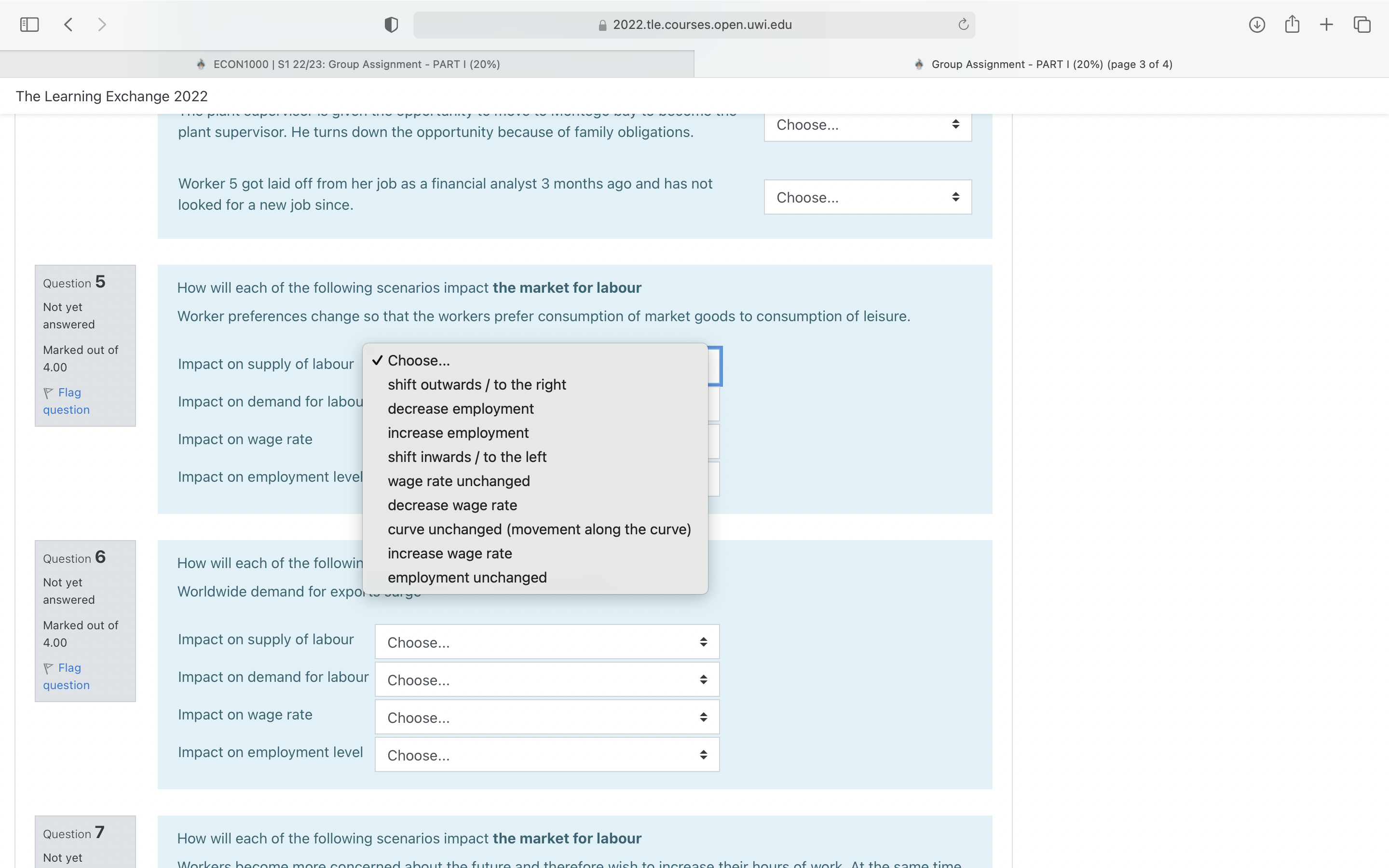 Multiple choice questions: No explanations needed. 2022.tle.courses.open.uwi.edu ECON1000 | $1 22/23: