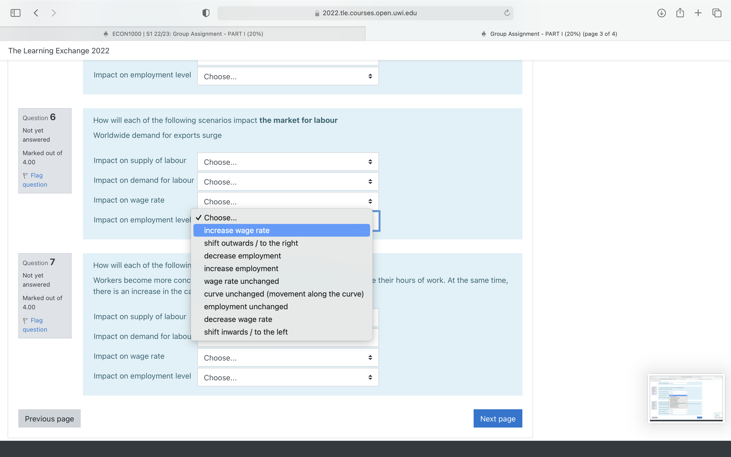 yet answered Worker preferences change so that the workers prefer consumption of