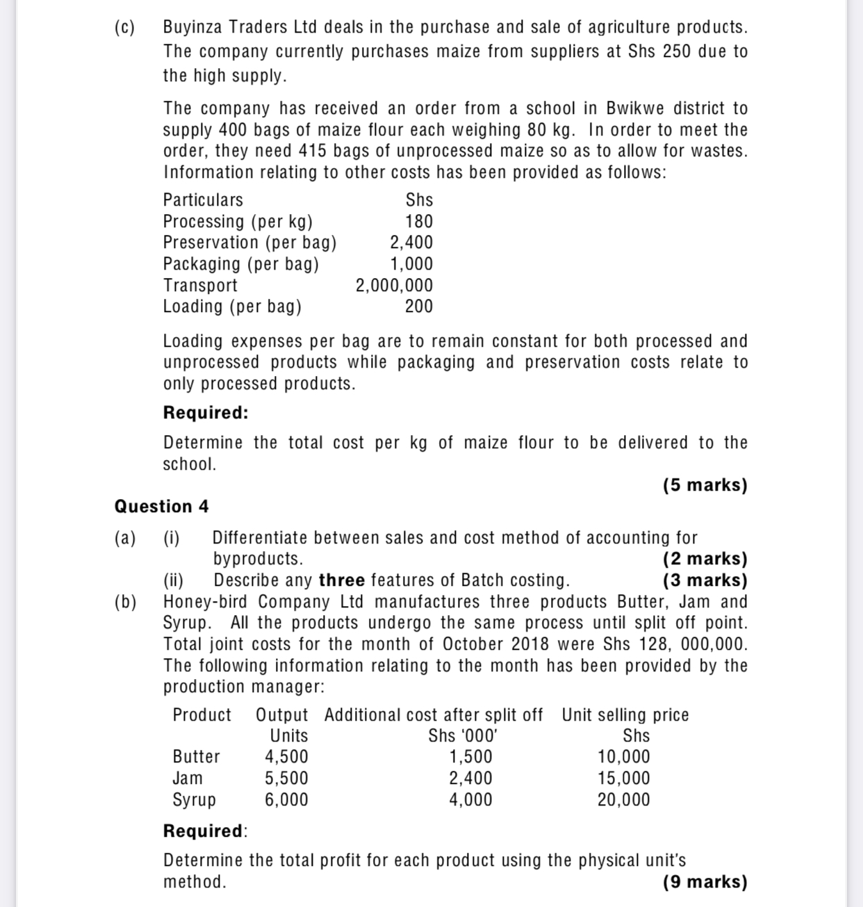 determine the value of inventory as at 31 October, 2018. (10 marks)