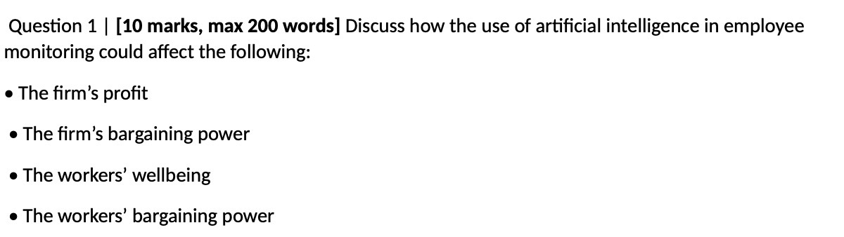  Question 1 | [10 marks, max 200 words] Discuss how the