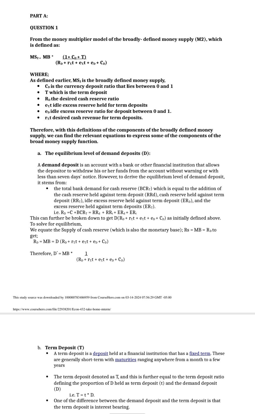  Hello, I need to answer to this question please, from a