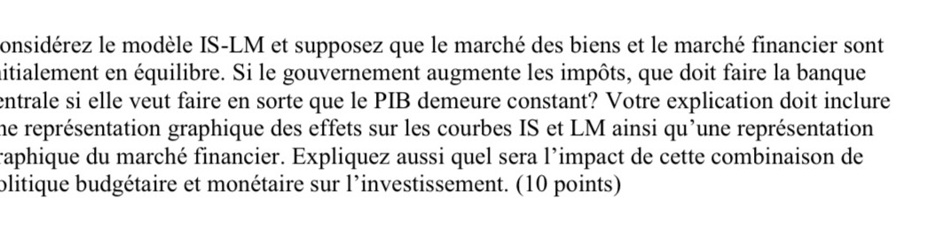 Ie march financier sont itialement en quilibre. Si Ie gouvernement augmente Ies