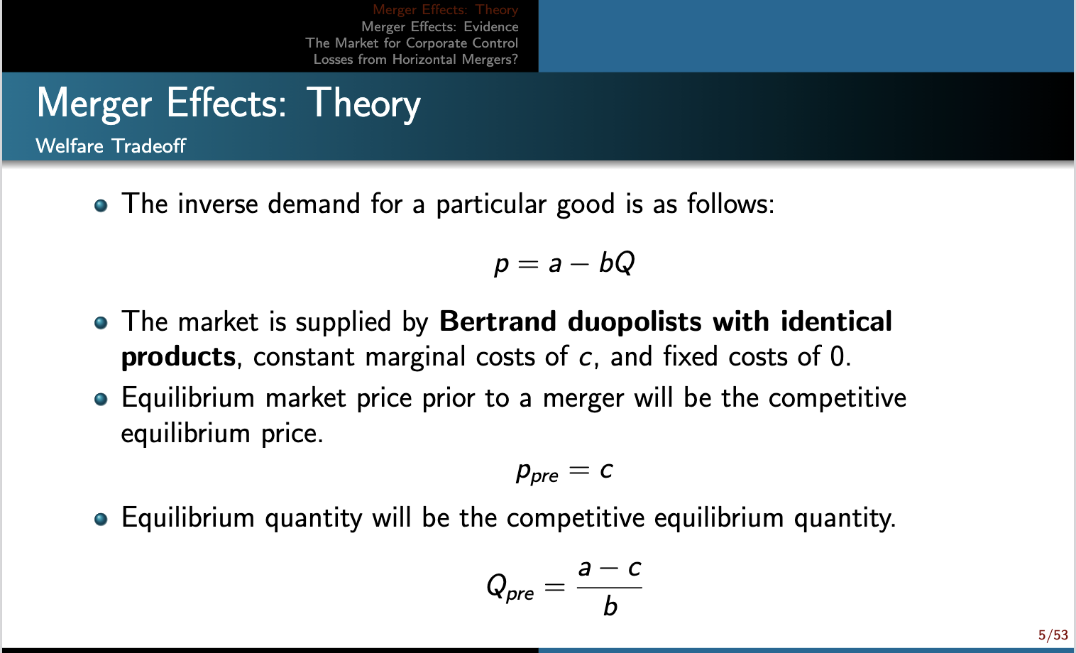 welfare trade-off. On slide 15, I leave as an exercise to redo