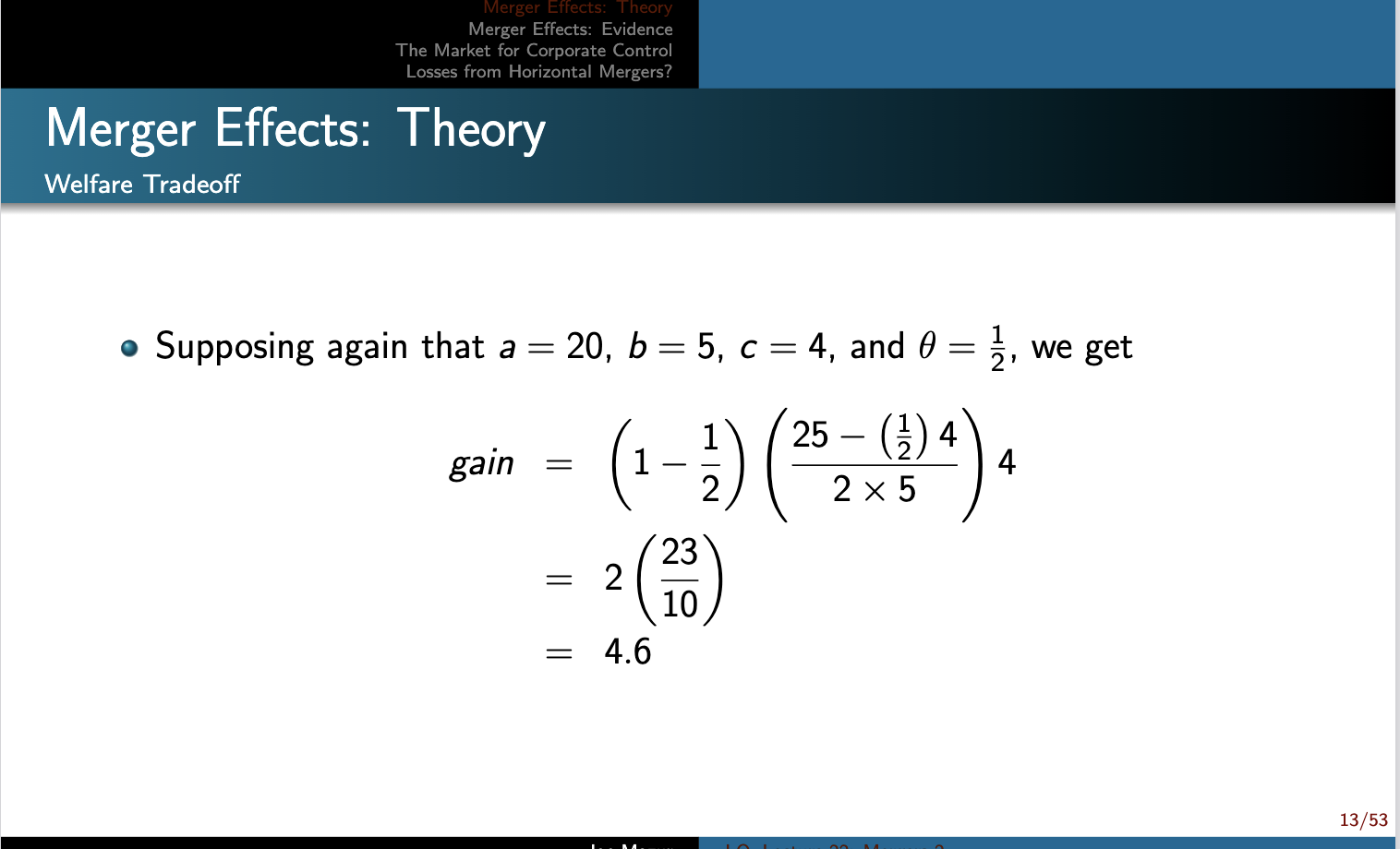 0 = 0.5, such that the resulting monopoly has marginal cost of