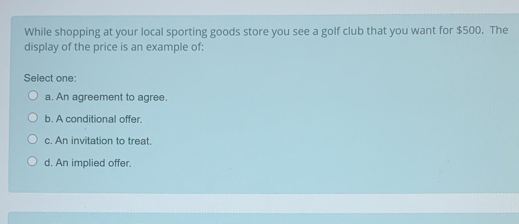 golf club that you want for $500. The display of the price