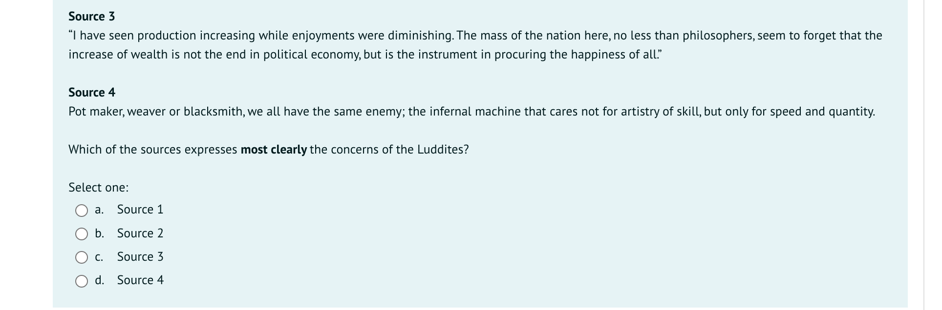 questions that follow: Not yet answered Source 1 Marked out of 1