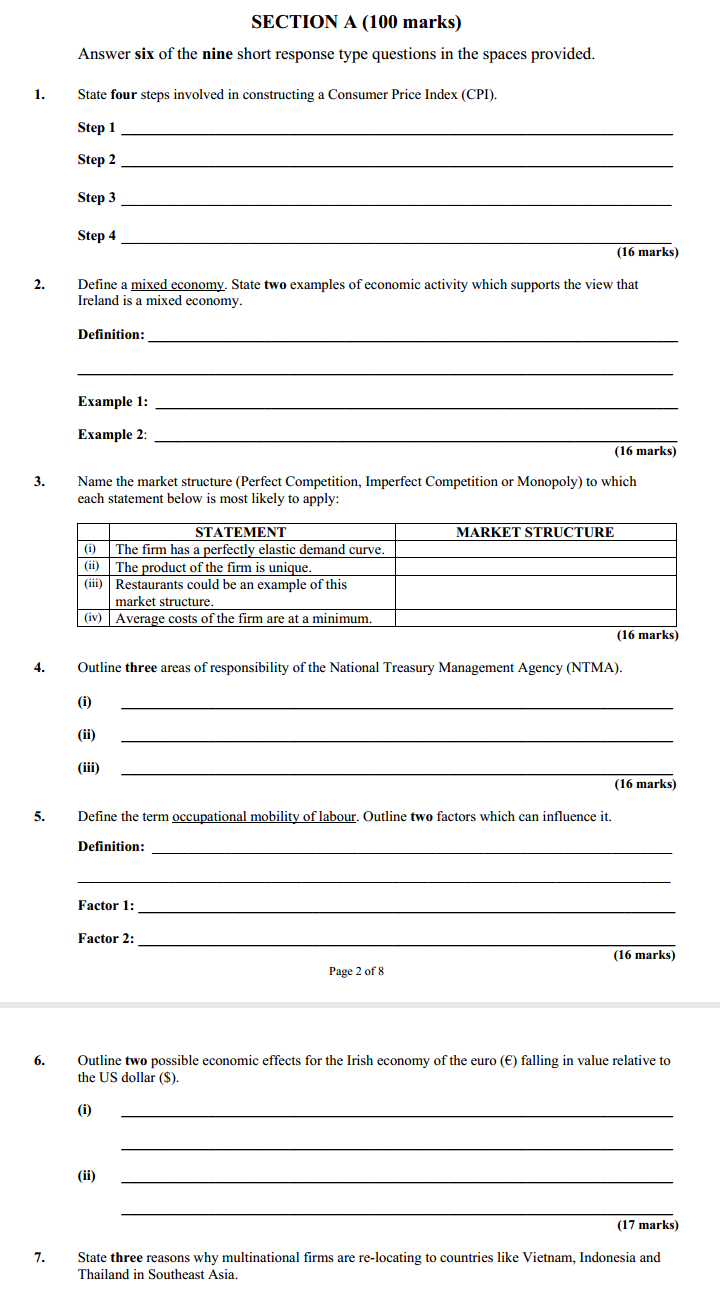 Page 2 of 12 SECTION A (continued) 4. Firms within the aircraft