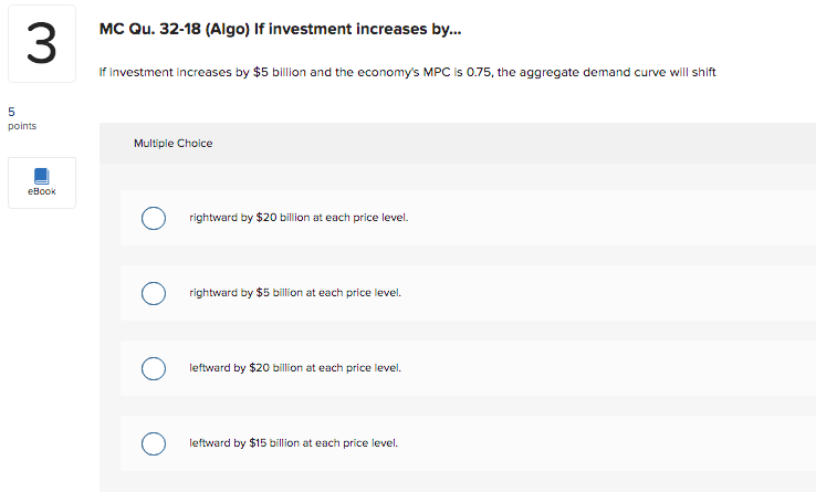Qu. 30-162 (Algo) If a... If a $200 billion increase in investment