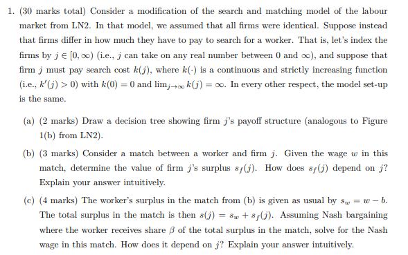 model of the labour market from LN2. In that model, we as;umed