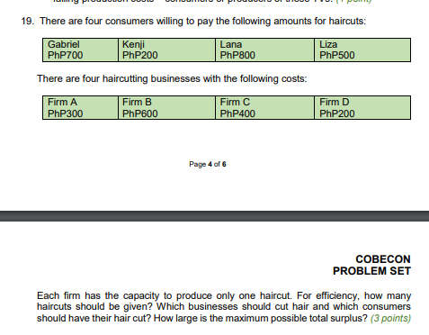 surplus of PhP800. a. What is his willingness to pay? (1 point)