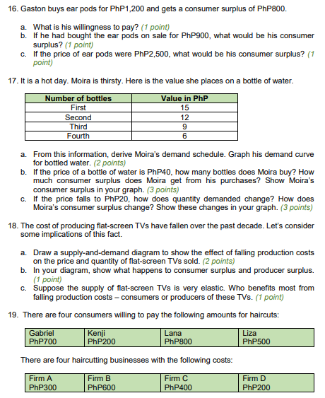 of ear pods were PhP2,500, what would be his consumer surplus? (1