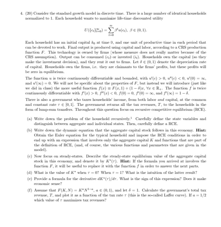 5. (20) Consider the discrete time, infinite horizon monetary-search model we saw