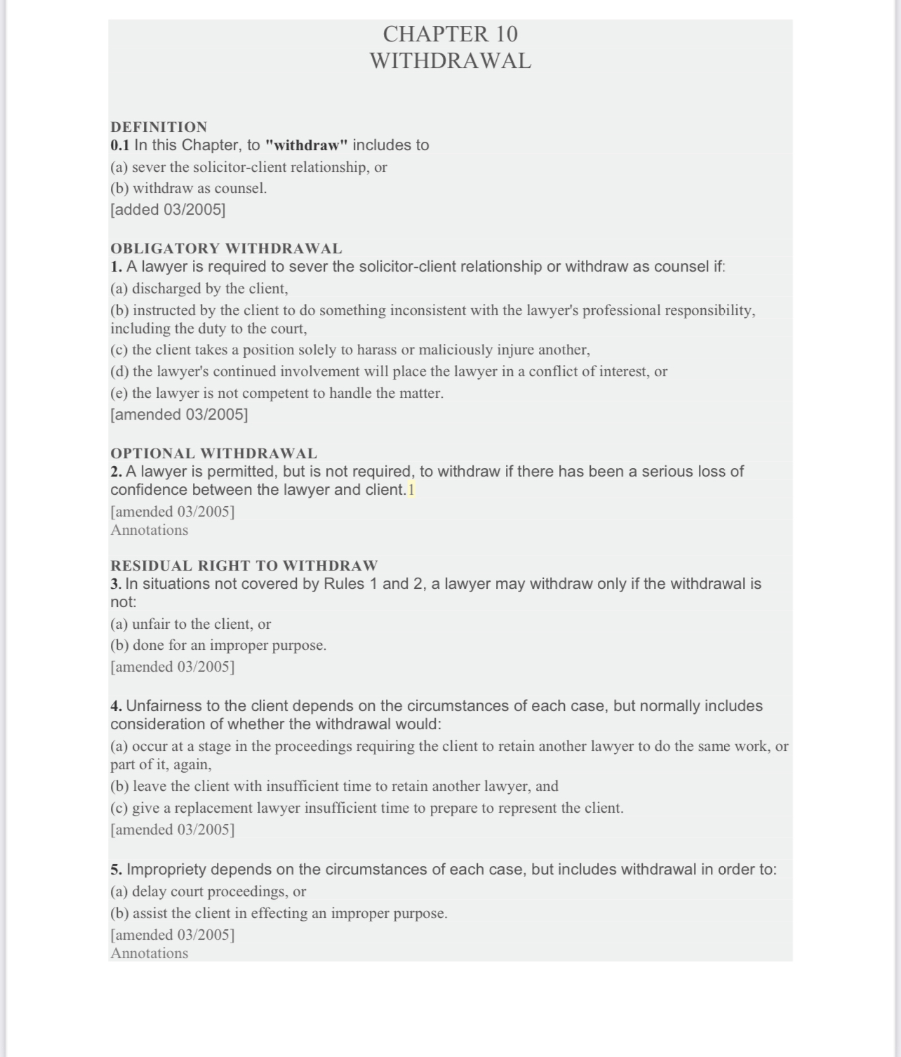CHAPTER 10 WITHDRAWAL DEFINITION 0.1 In this Chapter, to "withdraw" includes