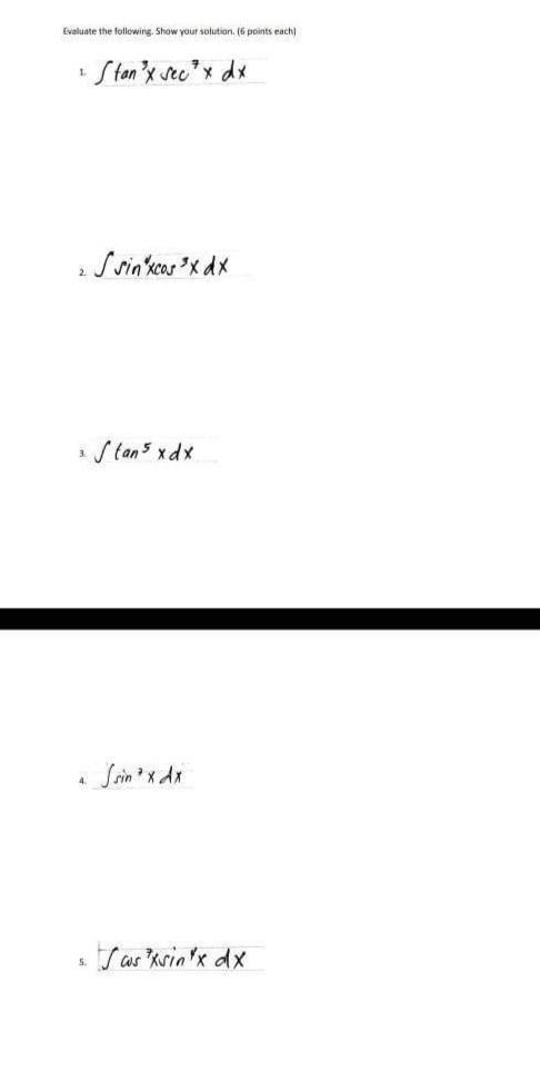  Evaluate the following. Show your solution. (6 points each) 1 Stan