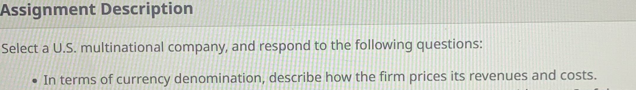  I will choose amazon as the company Assignment Description Select a