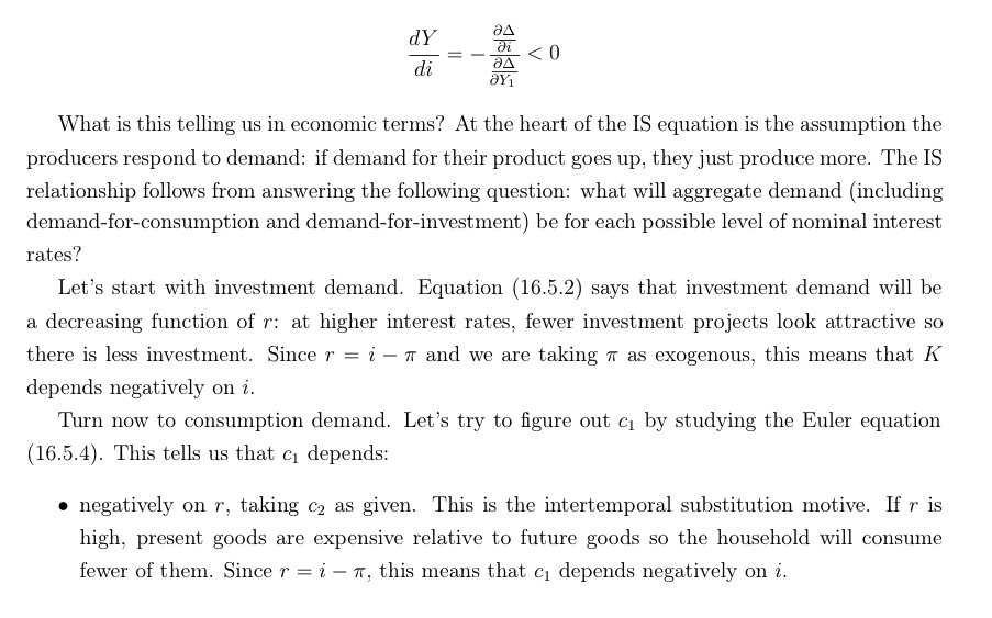for goods in each period: u' (Y1 - K) = 3(1+ r)u'
