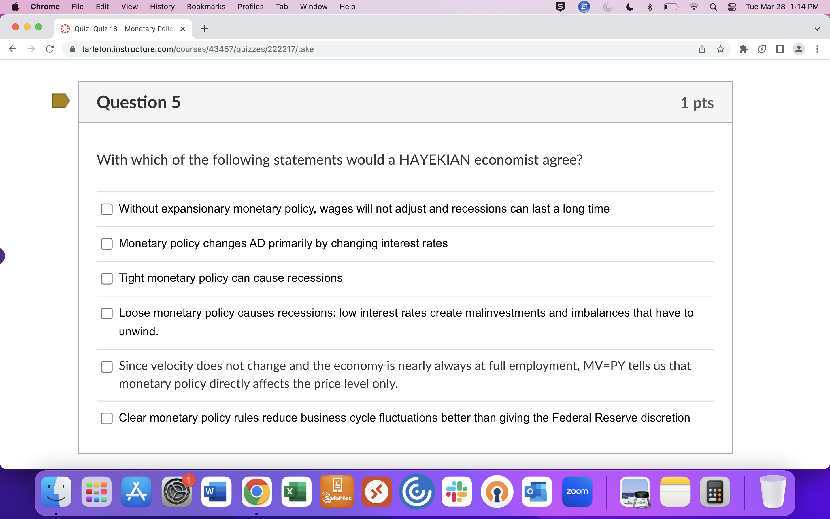  Quiz 18 - Monetary Policy 2 a chrome Edit View History