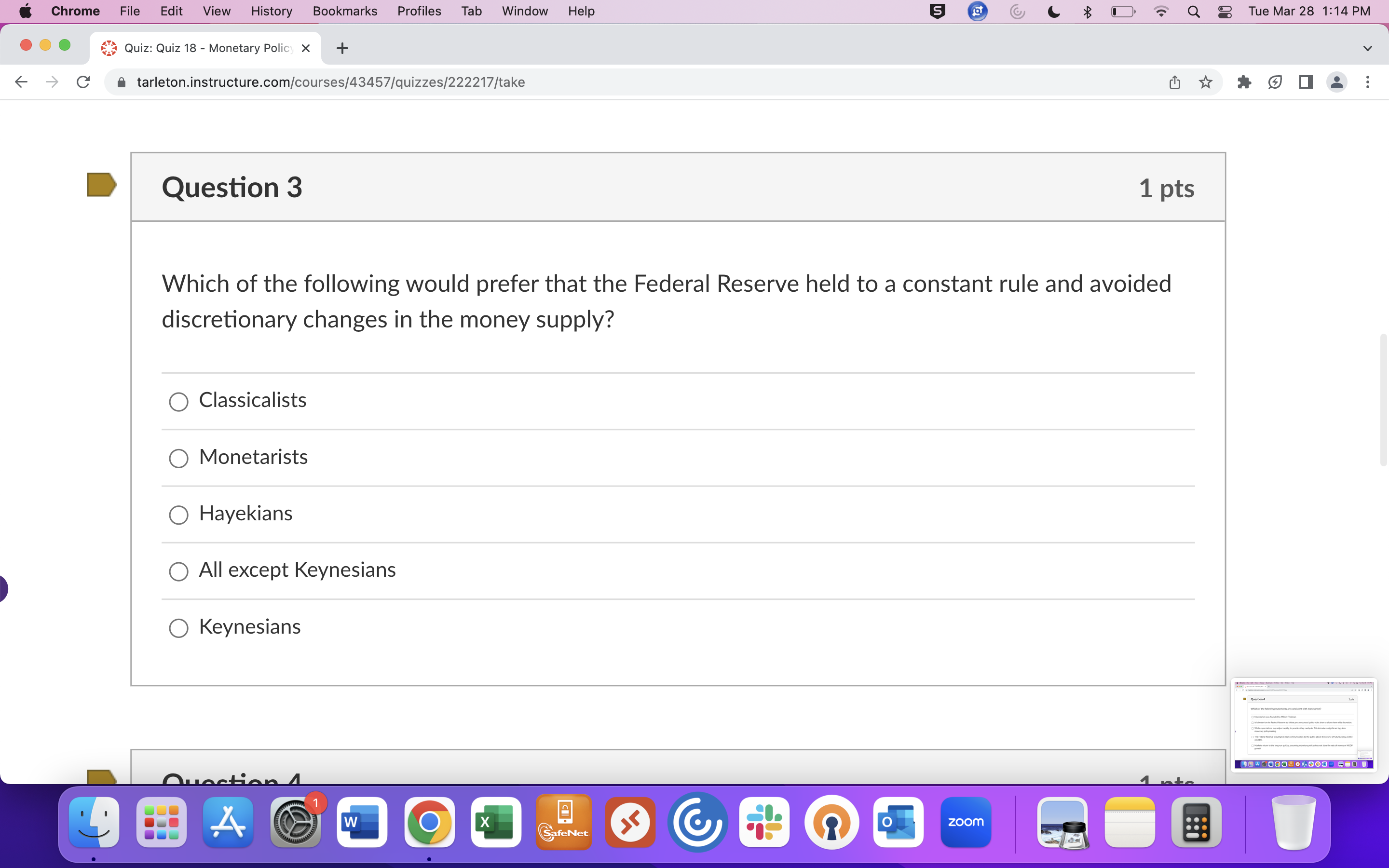 Tue Mar 28 1:14 PM Quiz: Quiz 18 - Monetary Policy x