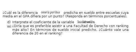 en el GPA difiera por un punto? (Responda en trminos porcentuales). d)