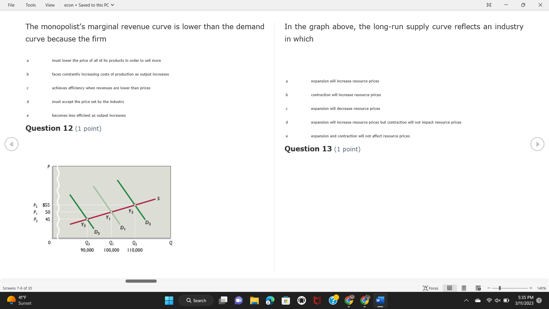MR, e vertical Quantity supplied Quantity Question 3 (1 point) At a