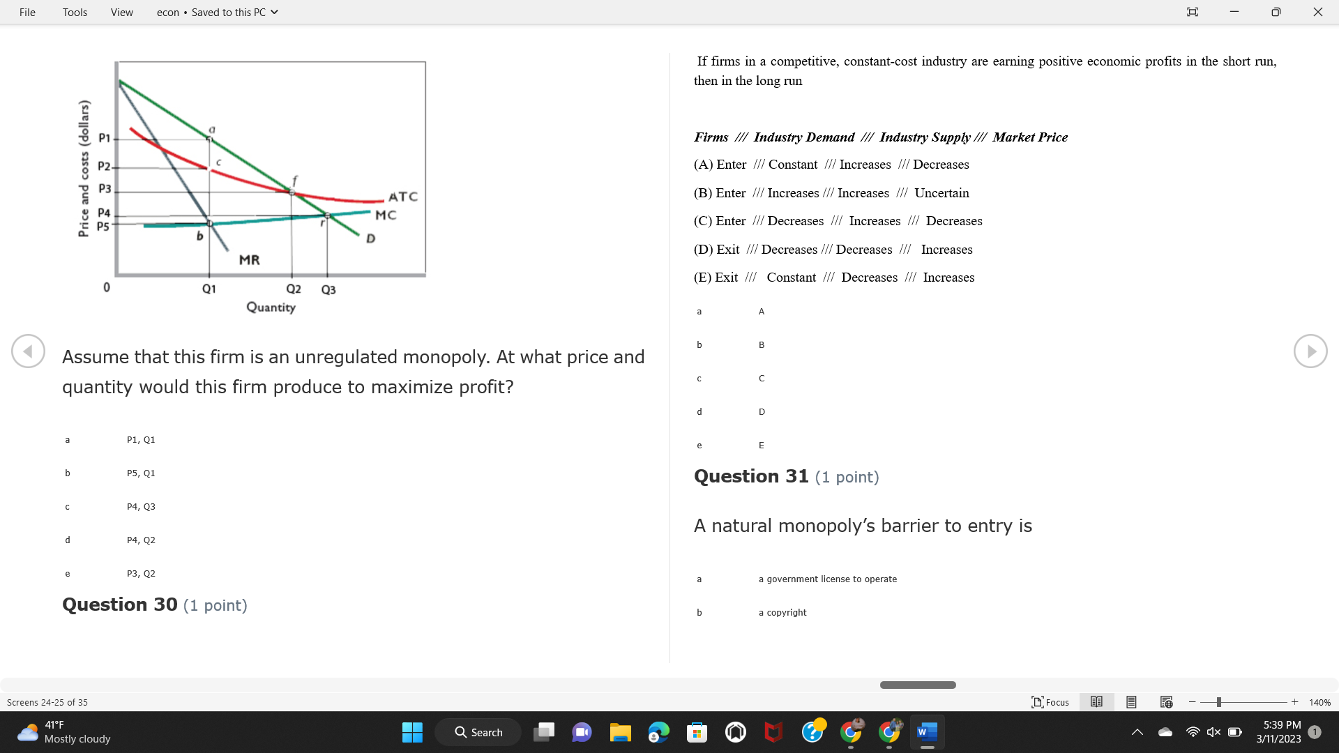 produce. b II only Monopolies are more efficient than perfectly competitive firms.
