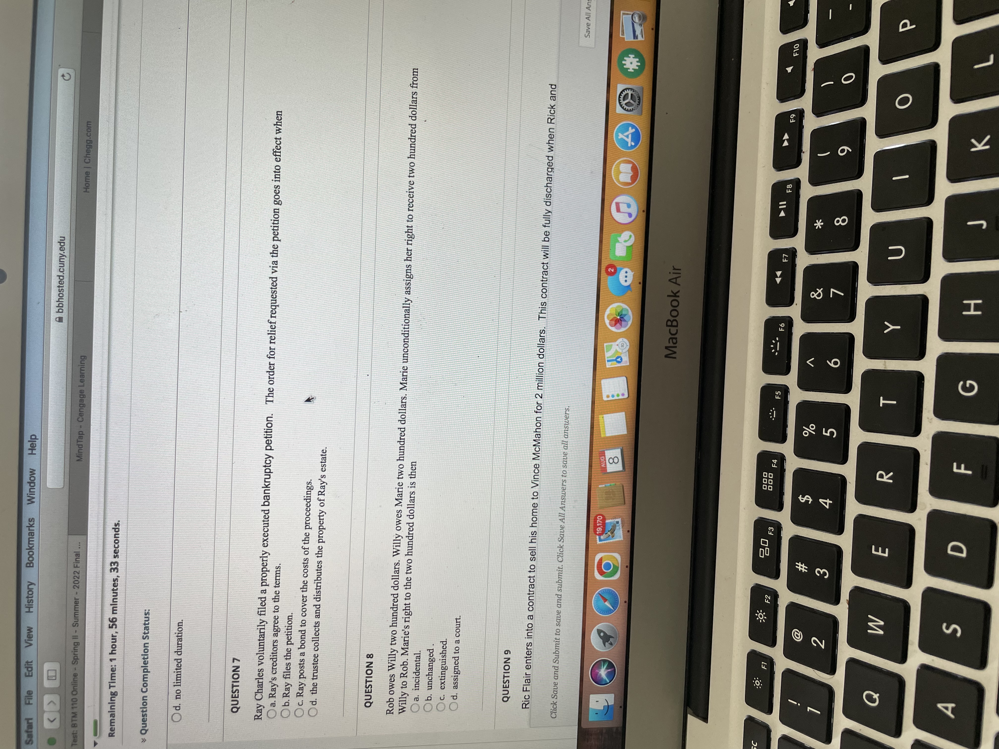 Summer - 2022 Final ... MindTap - Cengage Learning Remaining Time: 1