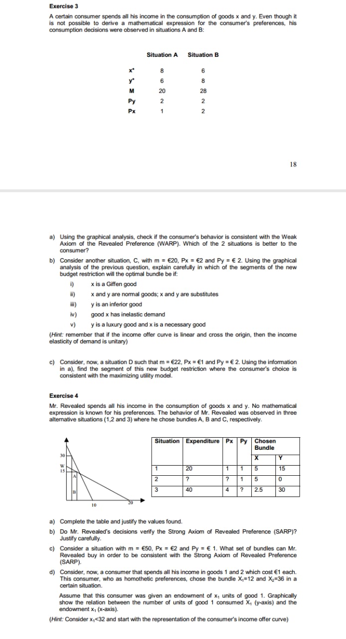 demand functions. Find the expenditure function and the indirect utility function. (b)