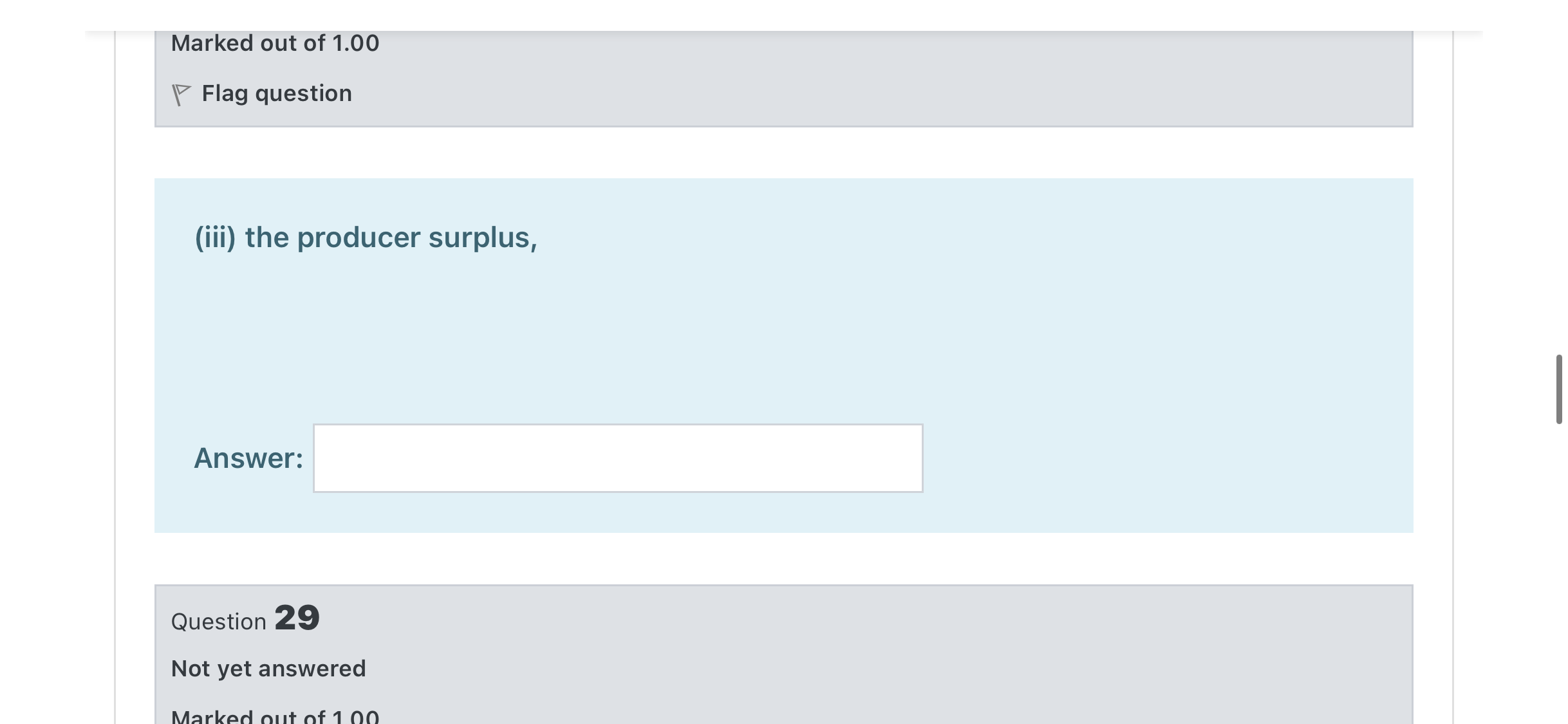 price support and the quota, calculate (i) the consumer surplus, Answer: Question