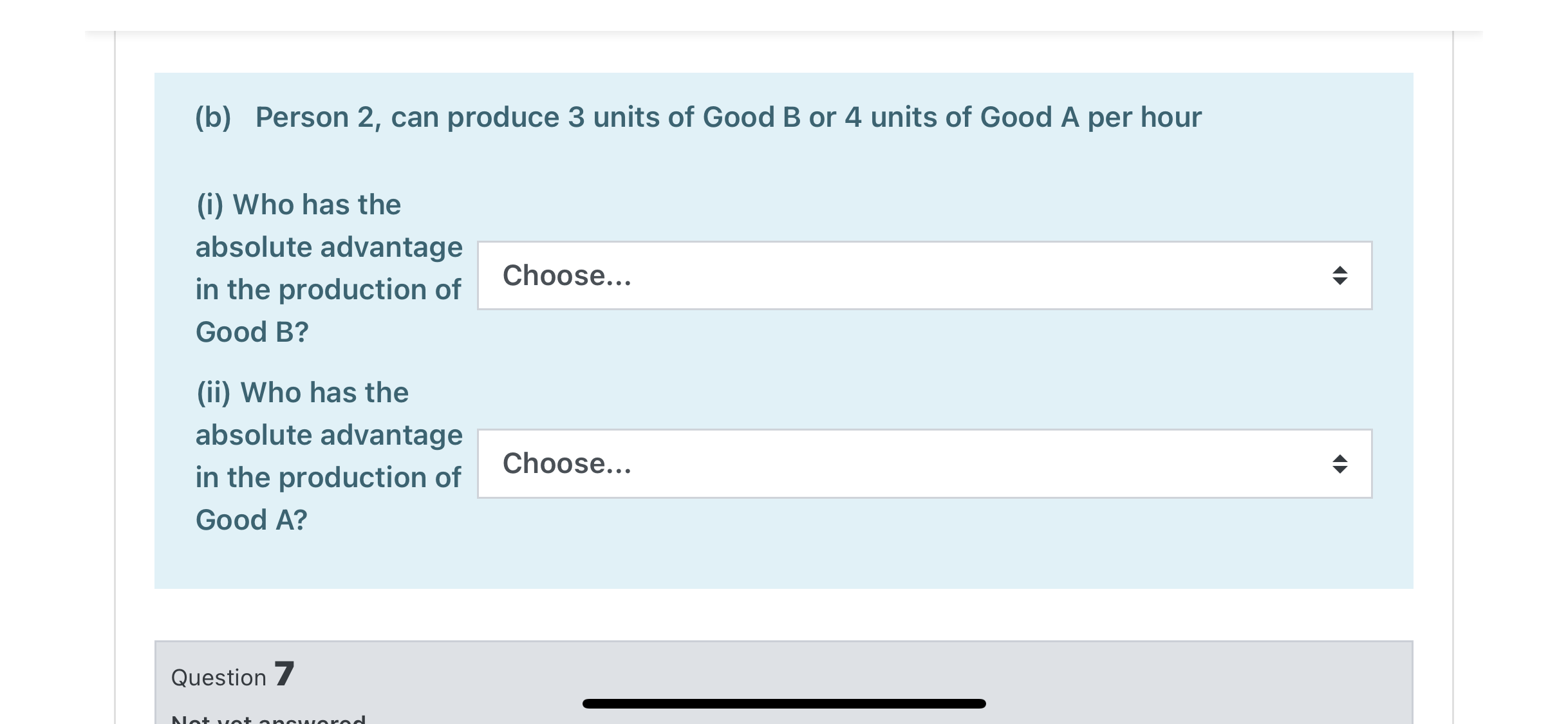 Choose... + Price paid by producers Choose... +Incoming video call... (d) For