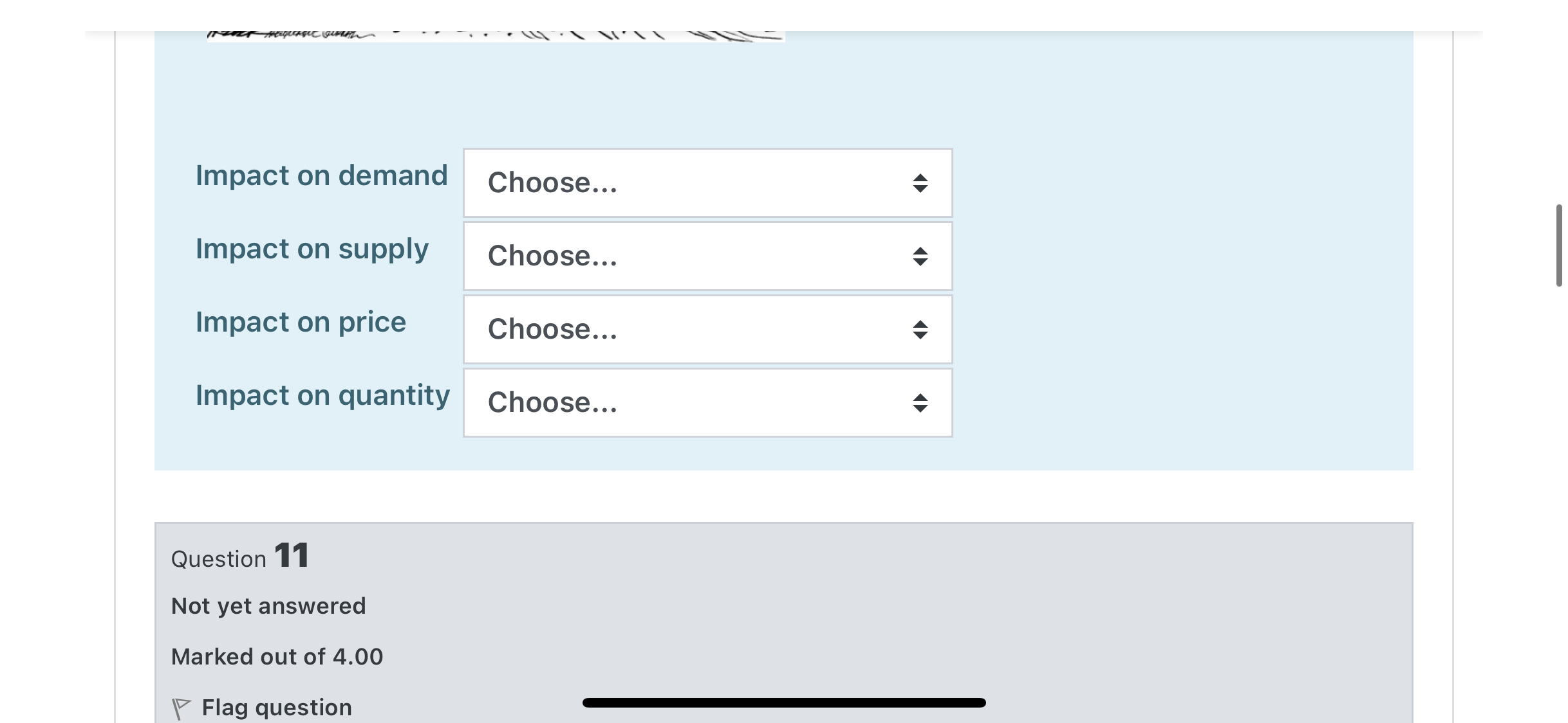 Flag question (d) For the market for cigarettes with the ta_x. Indicate: